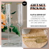 Gift Set Package: Gold Rim Champagne Flutes & Kate Spade Charmed Life Cake Server Set