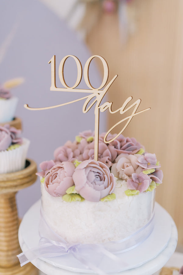6.5" 100 Day Baek Il Cake Topper, Acrylic or Wood