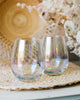 Custom Engraved Luster Stemless Wine Glass, 2pc Iridescent Stemless Wine Glasses