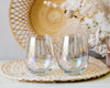 Custom Engraved Luster Stemless Wine Glass, 2pc Iridescent Stemless Wine Glasses