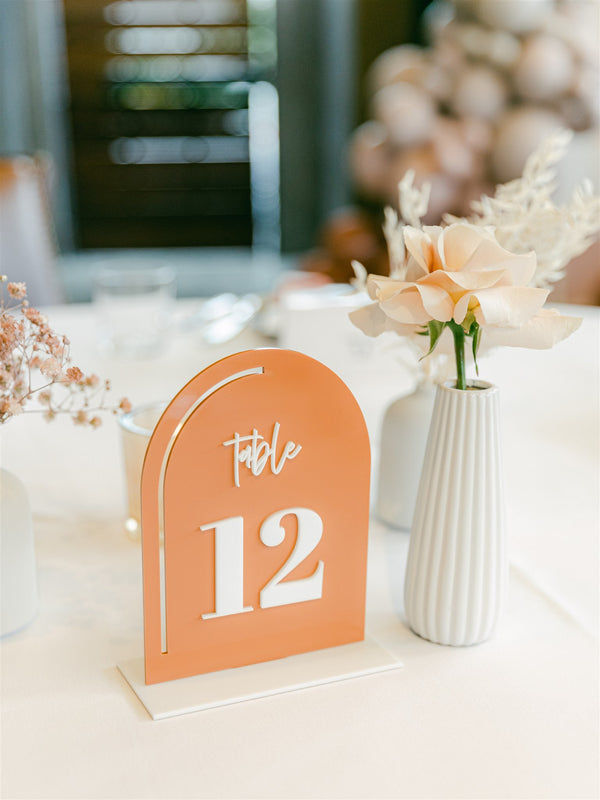 Modern Arch Table Number, Acrylic or Wood