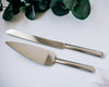 Silver Cake Knife & Server Set with Gold Ring Accent