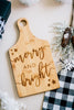 Merry & Bright Holiday Paddle Bamboo Cutting Board