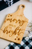 Merry & Bright Holiday Paddle Bamboo Cutting Board