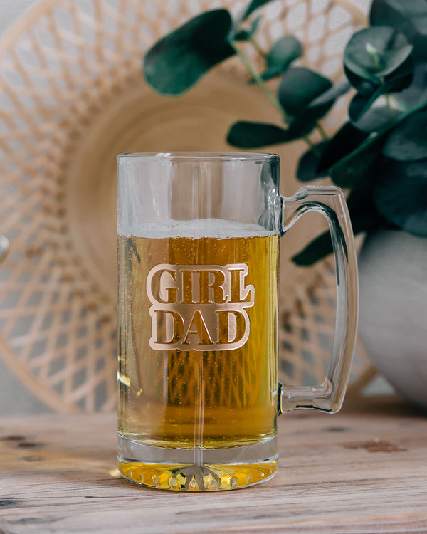 Girl Dad Engraved Beer Mug with Handle, 25oz
