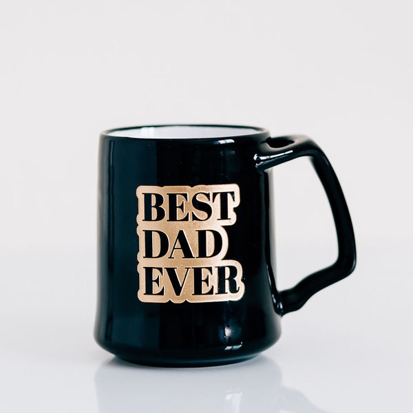 Best Dad Ever Coffee Mug, Engraved Porcelain - Black