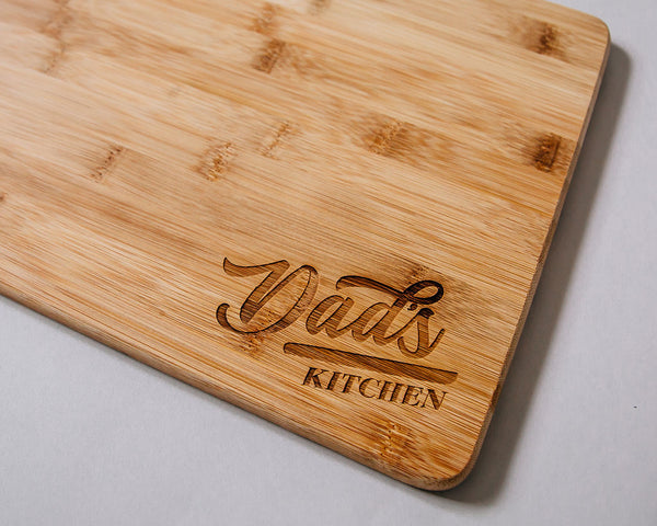 Dad's Kitchen Engraved Rectangle Bamboo Cutting Board