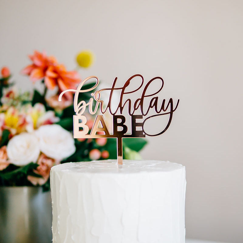 5.75" Birthday Babe Cake Topper - Darling, Acrylic or Wood