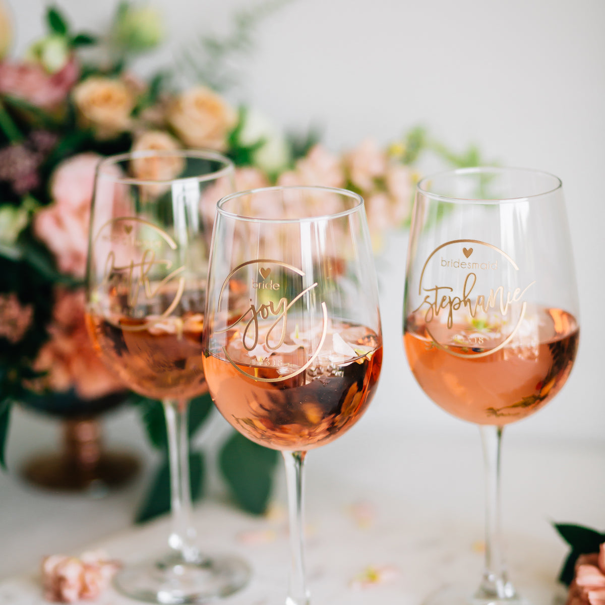 Personalized wine glasses shops for bridesmaids