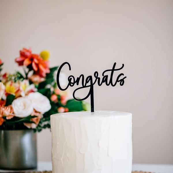 5.5" Congrats Cake Topper - Darling, Acrylic or Wood