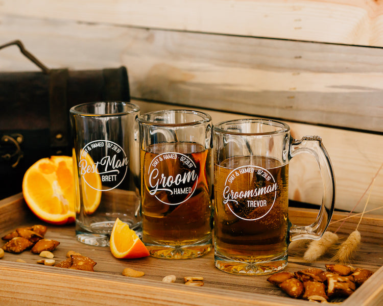 Etched Glass Beer Mug, Bear Mountain, Groomsmen Gifts for Mountain