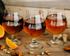 Set of 3 - Custom Engraved Stemmed Beer Glass, Groomsmen Beer Glass