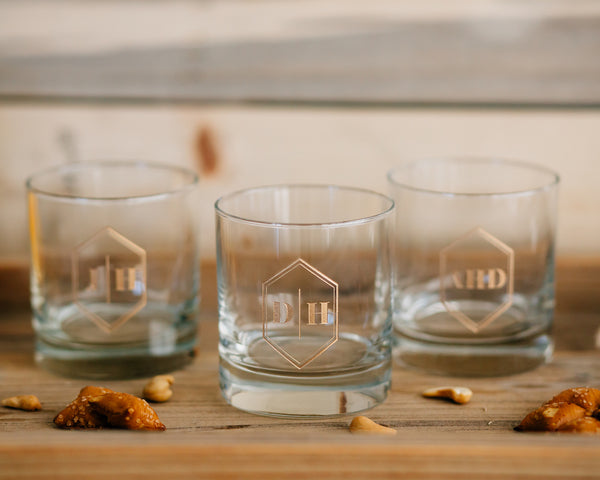 Set of 5 - Custom Engraved Whiskey Glass, Personalized Groomsmen DOF Glass