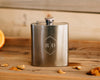 Set of 3 - Custom Engraved Flask, Brushed Stainless Steel Groomsmen Flask