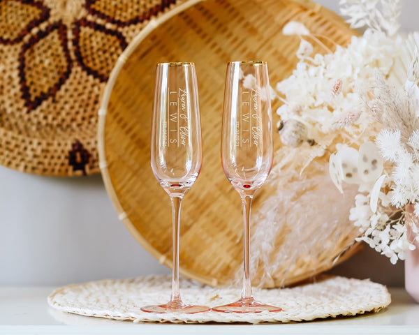 Set of 4 - Custom Engraved Champagne Glass, Bridal Party Champagne Flu –  Happily Ever Etched