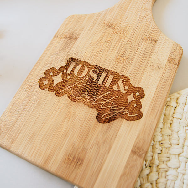 Sparkle Engraved Paddle Bamboo Cutting Board