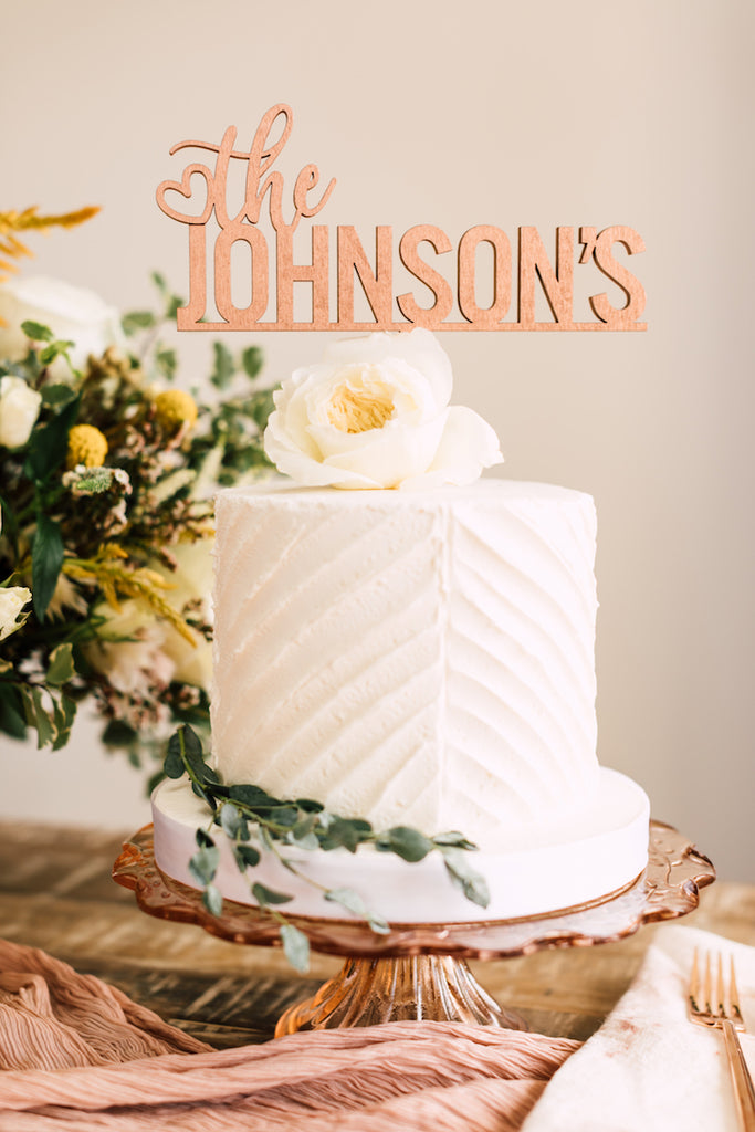 8" Custom Bold Wedding Cake Topper, Wood