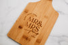 Merry & Married Custom Engraved Paddle Bamboo Cutting Board, Personalized Cheese Board