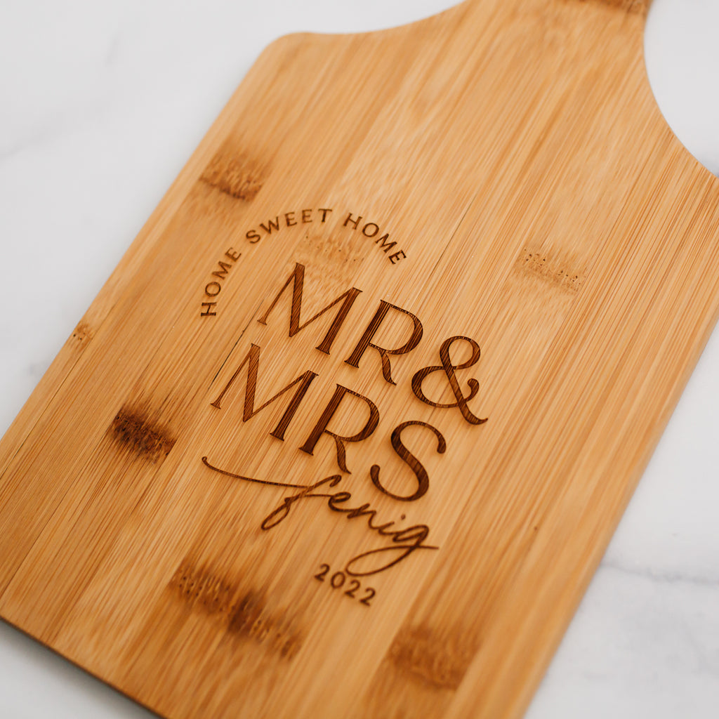 Mr & Mrs Personalized Couples Wooden Luggage Tags - Bamboo
