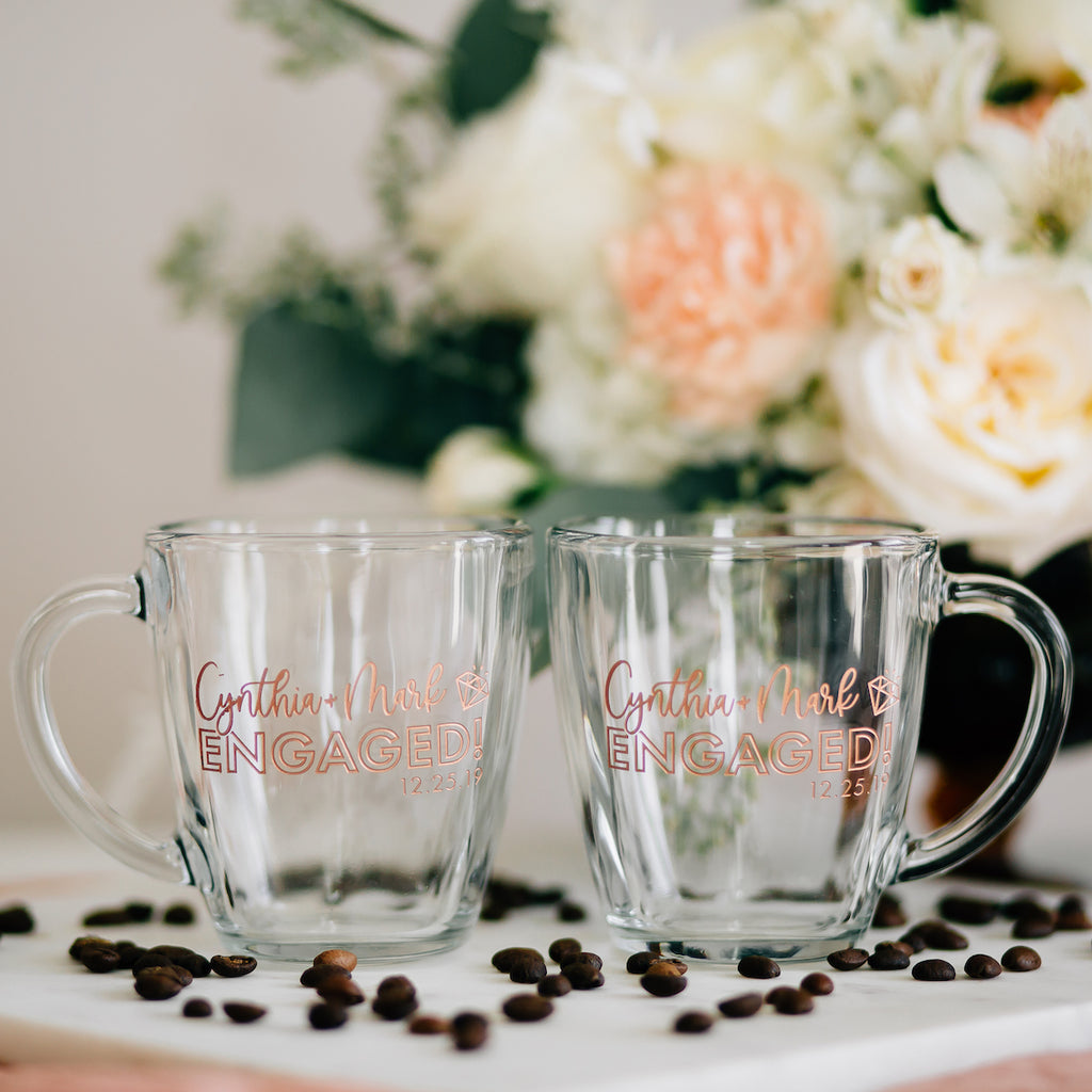 Personalized Bride and Groom Clear Glass Mug