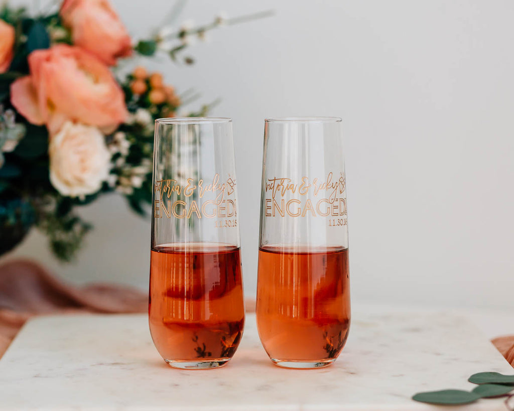 Send a pair of Engraved Stemless Champagne Flutes Online!