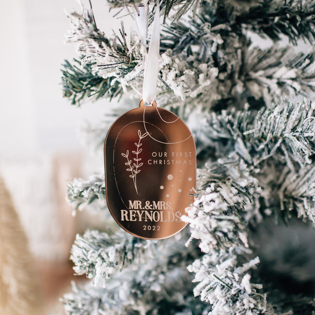 Oval First Christmas Custom Engraved Christmas Ornament, Acrylic or Wo –  Happily Ever Etched