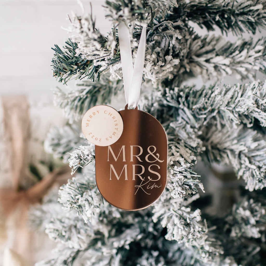 Married & Merry Custom Christmas Ornament, Acrylic or Wood