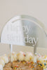 5.5" Happy Birthday Half Circle Simple Engraved Cake Topper, Acrylic or Wood