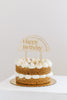 5.5" Happy Birthday Half Circle Simple Engraved Cake Topper, Acrylic or Wood