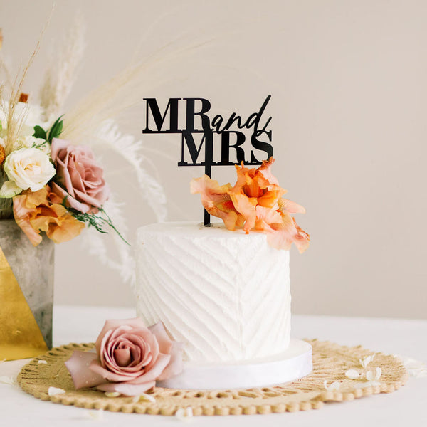 5.5" Mr & Mrs Wedding Cake Topper - Dreamer, Acrylic or Wood