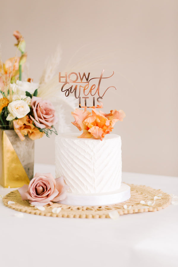5.5" How Sweet It Is Wedding Cake Topper - Darling, Acrylic or Wood