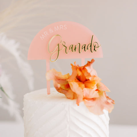 5.5" Half Circle Wedding Cake Topper, Double Layer Acrylic - Darling Collection