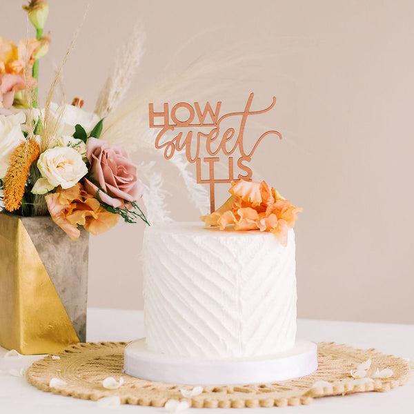 5.5"  How Sweet It Is Wedding Cake Topper, Wood - Darling Collection
