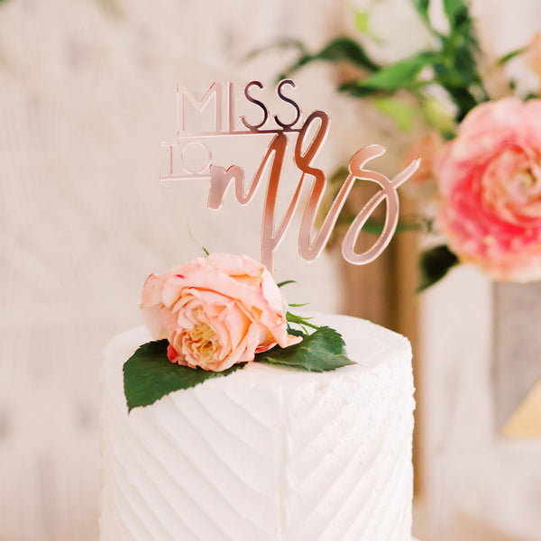 5" Miss to Mrs Bridal Shower Cake Topper - Trendy, Acrylic or Wood
