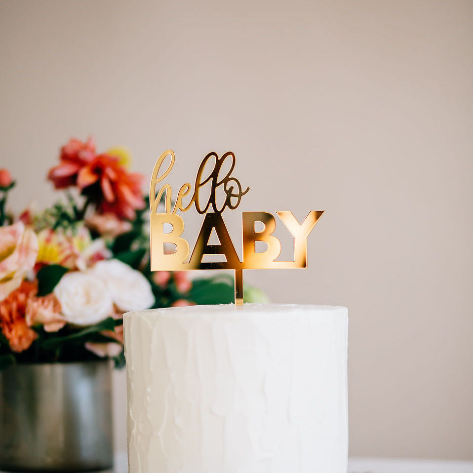 5" Hello Baby Cake Topper - Darling, Acrylic or Wood