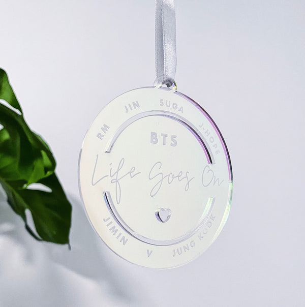 Life Goes On BTS Christmas Ornament, Iridescent Acrylic