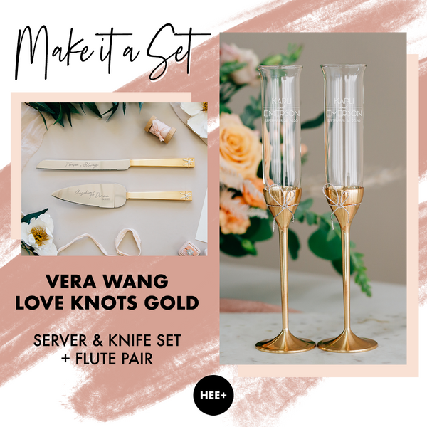 Gift Set Package: Vera Wang Love Knots Gold Toasting Flute & Cake Server Set Package