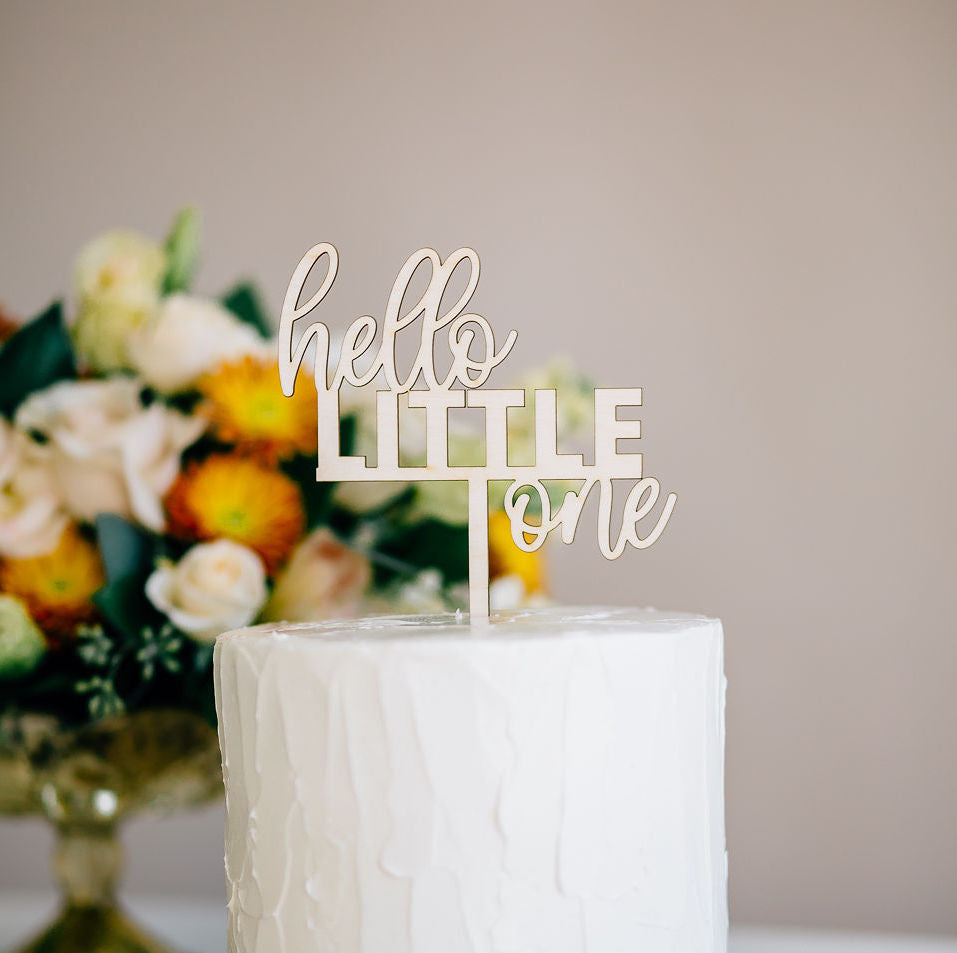 5" Hello Little One Cake Topper - Darling, Acrylic or Wood
