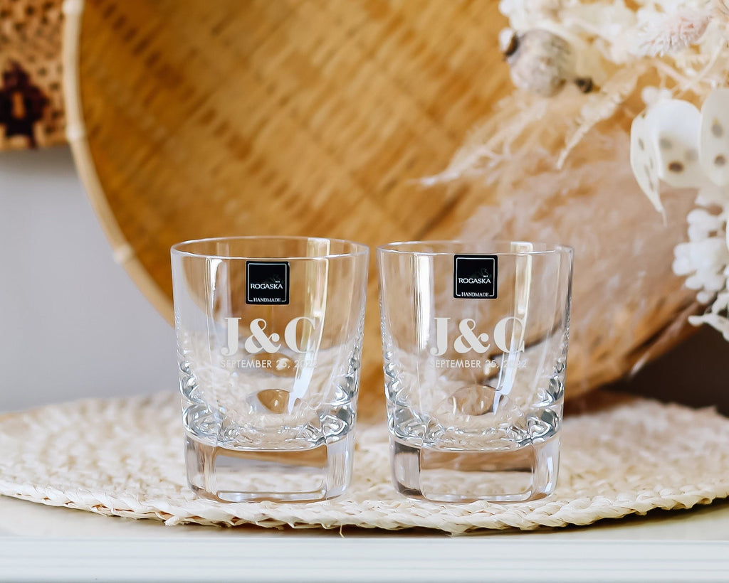 Rosgaska Manhatten Crystal Whiskey Glass, Pair - Personalized whiskey glasses