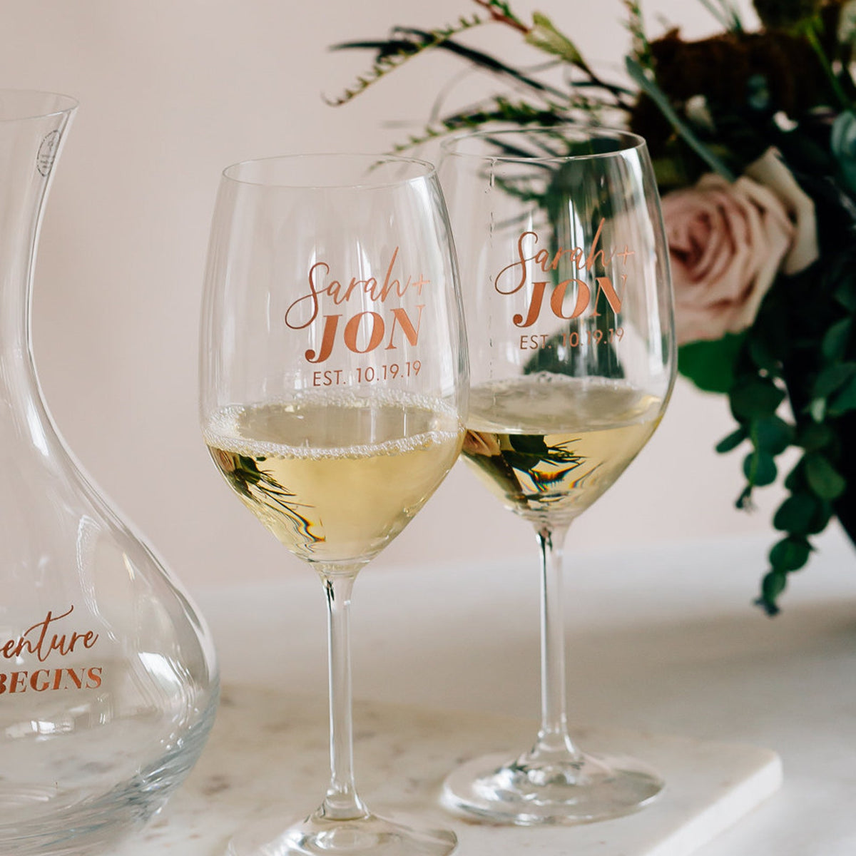 Engraved Wine Glasses Set of 8 Personalized Wine Glass -    Personalized wine glass set, Etched wine glass, Monogram wine glasses