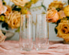Custom Engraved Wedding Toast Stemless Flute Pair, Stemless Champagne Glass