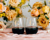 Custom Engraved Wedding Stemless Wine Glass, Pair