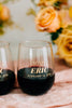 Custom Engraved Wedding Stemless Wine Glass, Pair