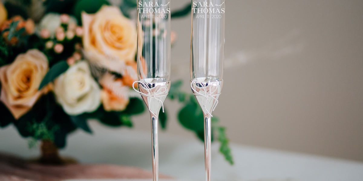 Just Engaged Custom Engraved Stemless Champagne Flute Pair – Happily Ever  Etched