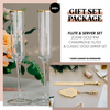 Gift Set Package: Modern Gold Rim Toasting Flutes & Classic Gold Cake Server Set Package