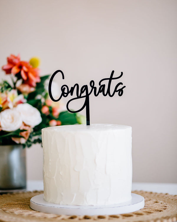 5.5" Congrats Cake Topper - Darling, Acrylic or Wood