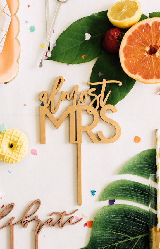 5" Almost Mrs Cake Topper, Wood