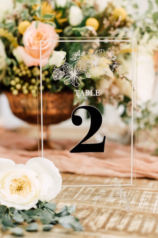 Floral Acrylic Table Number, Vertical