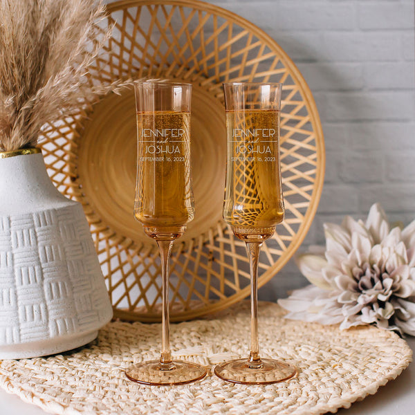 Gold foil monogrammed champagne glasses made with Cricut! Perfect for  getting ready with your bridesmaids, bridal luncheon or …
